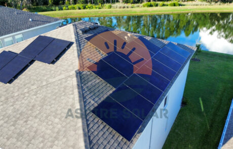 Aspire Solar residential rooftop solar panel installation at a Broad River Avenue home.