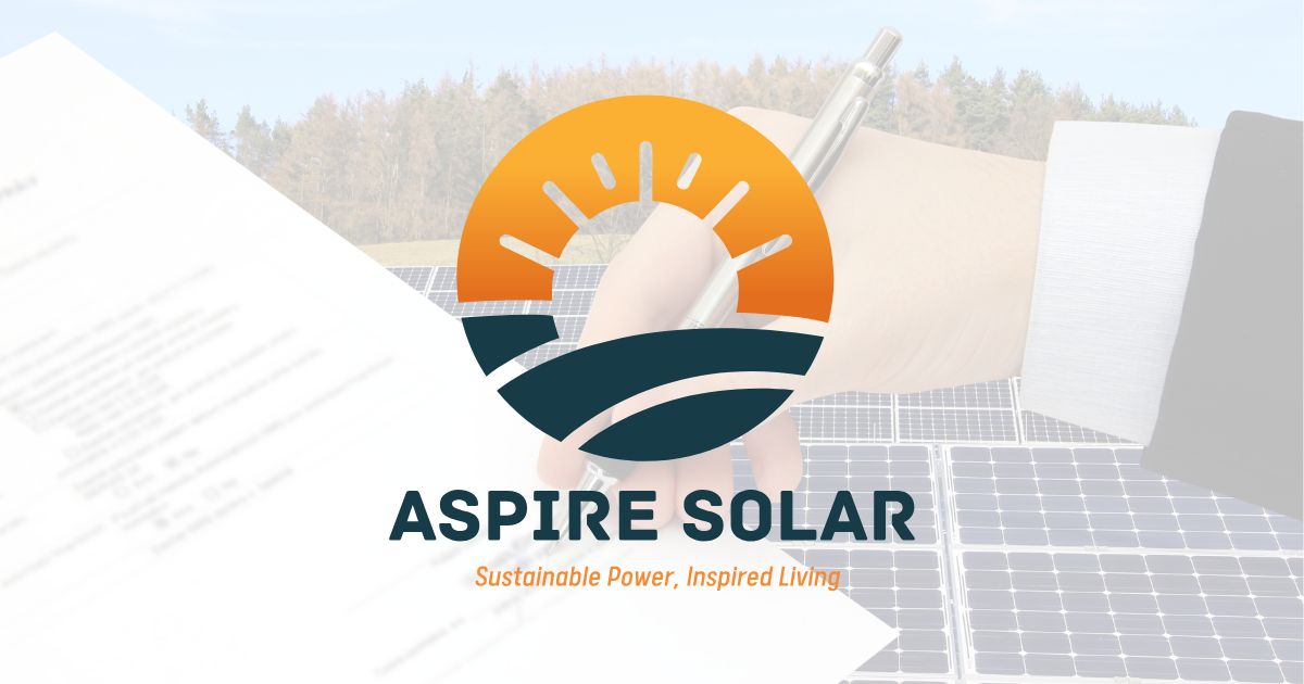Aspire Solar visual of IRS Form 5695 for Residential Energy Credits with key sections highlighted, guiding homeowners on how to claim the 30% federal solar tax credit for solar panel installations.